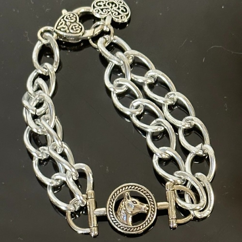 Horse Bit Silver Chain Bracelet Gift Charm Heart Boho Hippie Friendship Birthday